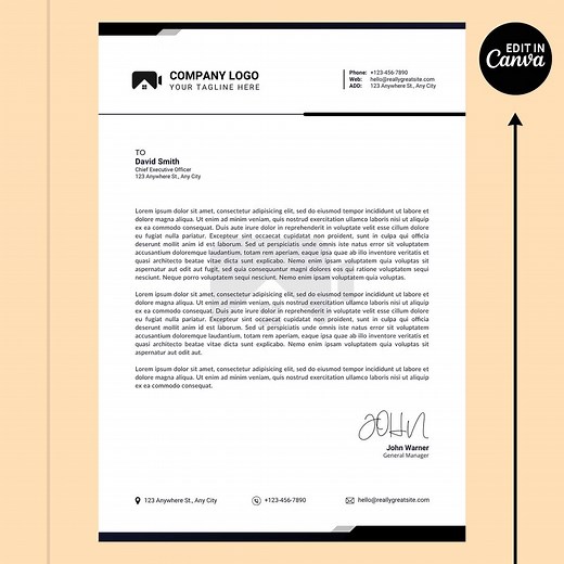 Professional & Modern Business Letterhead Template | Editable in Canva | Printable Clean Letterhead Design - Etsy Australia
