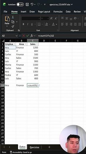 18 Excel Using COUNTIFS in a simple business example #18