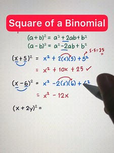 ALGEBRA - Square of a Binomial 💯 #math #mathlove #algebra | Math Love
