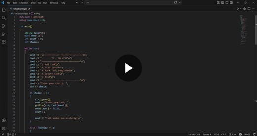 CodSoft C++ Internship – Task 4🚀 Developed a simple To-Do List application in C++ to add, view, complete, and delete tasks using menu-driven programming 💻📋 | ELAMADHI R
