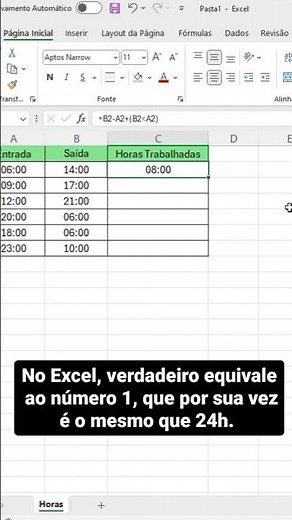 Como calcular horas trabalhadas no Excel | #shorts