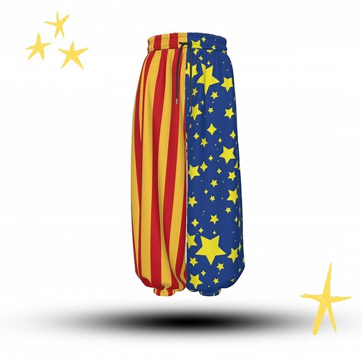 Sun Stripe Night Stardust Split Clown Pants, Nonbinary Cosplay Clowncore Star Red Yellow Striped Split Jester Costume Pants - Etsy