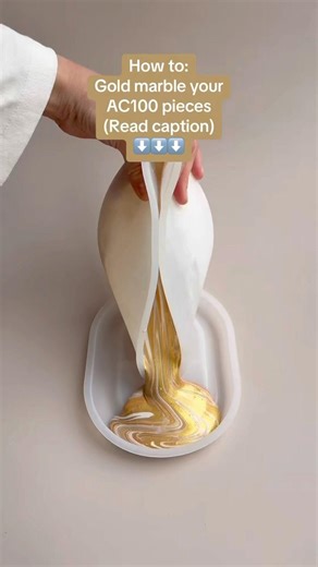 How to gold marble your Jesmonite®️ pieces ✨ #jesmonite #ceramic #ac100 #satisfyingpour #resinart
