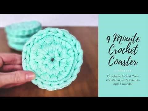 9 Minute T-Shirt Yarn Crochet Coaster Tutorial