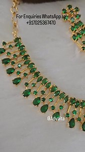 Premium Stone Necklace Collections [Greennstone Necklace, Emerald Green, Green saree , Premium Stone Necklace, Adstone] | Advaita - Handcrafted Jewellery