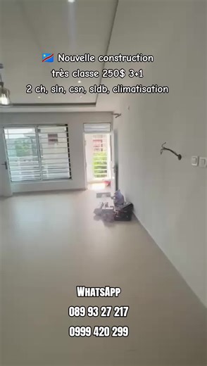 APPARTEMENT NOUVELLEMENT CONSTRUIT TRÈS V.I.P PRIX : 250$ 3 1 LOCALISATION : MONT NGAFULA QUARTIER MITENDI 2 CHAMBRE SELON CUISINE ÉQUIPÉE SALLE DE BAIN CLIMATISATION PARTOUT AUTRES DÉTAILS L'EAU REGIDESO ÉLECTRICITÉ PRÉPAYÉE CITERNE D'EAU PARKING DISPONIBLE TRÈS PROCHE DU MACADAM