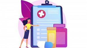 Download Female Checking Her Medicine List 2D Cartoon Animation for free