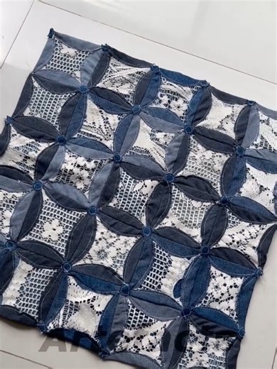 Old Jeans reused into floormat sewing #jeans #handmade #fblifestyle