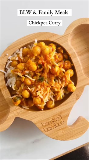 17 MONTHS - FAMILY MEALS - Chickpea Curry Weaning Item - https://linktr.ee/mammyrecipes ▫️Elephant Plate - @bamboo_bamboo.uk INGREDIENTS ▫️1 Diced Medium Onion ▫️3 Tina Chickpeas ▫️1/2 Tin Plum Tomato ▫️3/4tbs Sunflower Oil Vegetable Oil ▫️1tsp Cumin Seeds ▫️1tsp Crushed Garlic ▫️1tsp Salt (optional or add after baby portion is taken out) ▫️1tsp Turmeric ▫️1/2tsp Garam Masala ▫️1 Handful Fresh Chopped Coriander All seasoning is optional I added chilli powered once baby portion was taken out for 