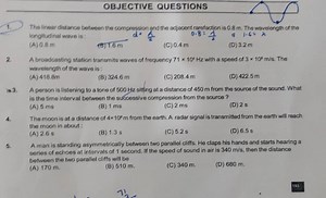 OBJECTIVE QUESTIONS 1. The linear distance between the compress... | Filo
