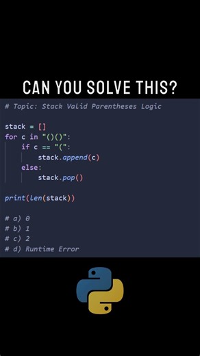 Stack Algorithm MCQ | Valid Parentheses Pattern #coding #python #development #pythonforbeginners