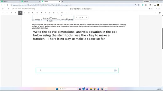 dimensional analysis in classkick