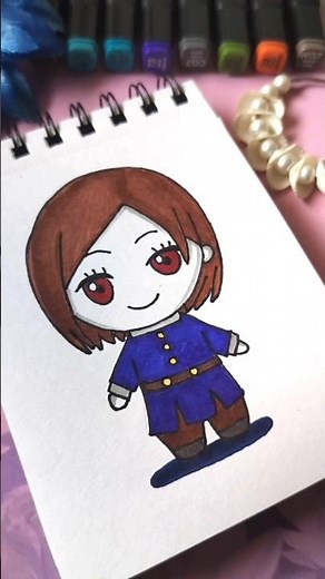Chibi Nobara Kugisaki Anime Drawing 💥🌸 | Jujutsu Kaisen Anime Art | Kawaii Art with Easy Colouring
