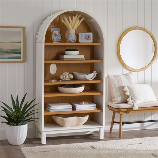 Better Homes & Gardens Juliet Open Arch Bookcase, White and Light Honey