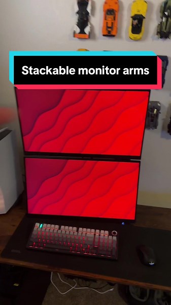 Have your screen side by side, stacked, or vertical! #monitorarm #dualmonitor #workfromhome #monitormount #ergonomicsetup