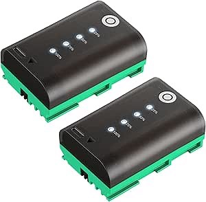 2 Pack 2600mAh LP-E6P LP-E6NH LP-E6N Replacement Battery with Type-C Charging Port, LED Indicator for Canon EOS R5 Mark II R R5 R6 R6 II R7 5D II III IV 5DS R 6D 6D II 7D 7D II 60D 60Da 70D 80D 90D