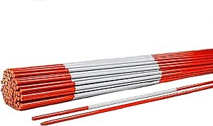 4ft Orange Driveway Markers - 1/4" Fiberglass Snow Stakes, Hy Viz Reflective Tape, Flexible, Pointed Tips (20)