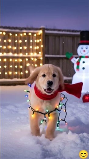 cute puppy enjoying christmas ⛄