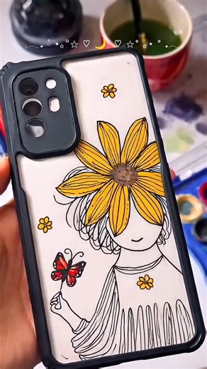 🌻Cute phone case ideas ✨#phonecase #artvideo #viralvide #trandingnow #artandcraft #sunflower