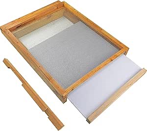 8 Frame Beehive Screened Bottom Board, Langstroth Bee Hive Base with Entrance Reducer, Dipped in 100% Beeswax (8 Frame)
