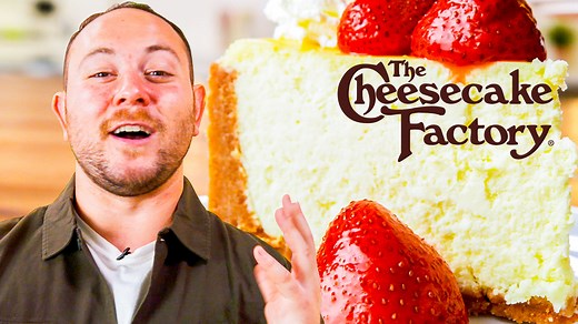 This is how Cheesecake Factory makes thier iconic, rich and creamy Original Cheesecake with that beautiful glazed strawberry topping. 🤩 🍓 Full recipe: http://dlsh.it/SXriVYg | Delish