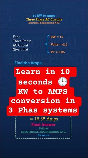 10 kW to Amps at 415 volts and 0 85 PF in 3 Phase AC Circuits #conversionformula #kWtoamps