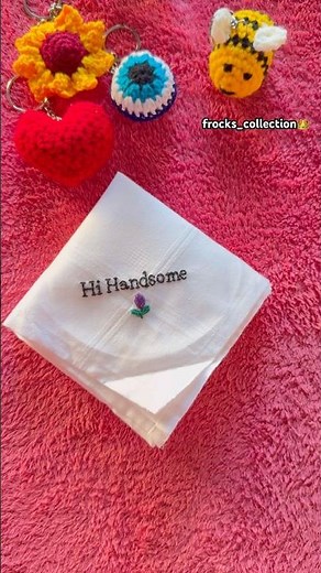 embroidery handkerchief with tulip flower // handkerchief embroidery tutorial/comment for full video