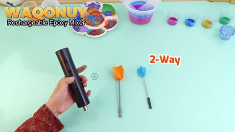 Rechargeable Epoxy Resin Mixer,USB Handheld Electric Resin Mixer for Mixing Epoxy Without Bubbles, Resin Stirrer for Tumblers Epoxy, Resin Molds, Glazes and Paint (Grey) (White)