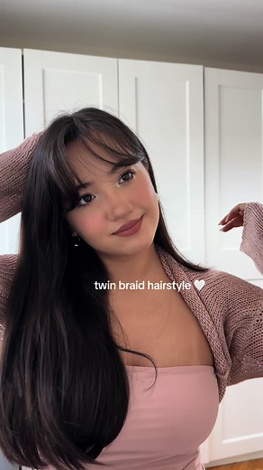 #easyhairstyles #cutehairstyles #ribbonhairstyle | twin braid hairstyle