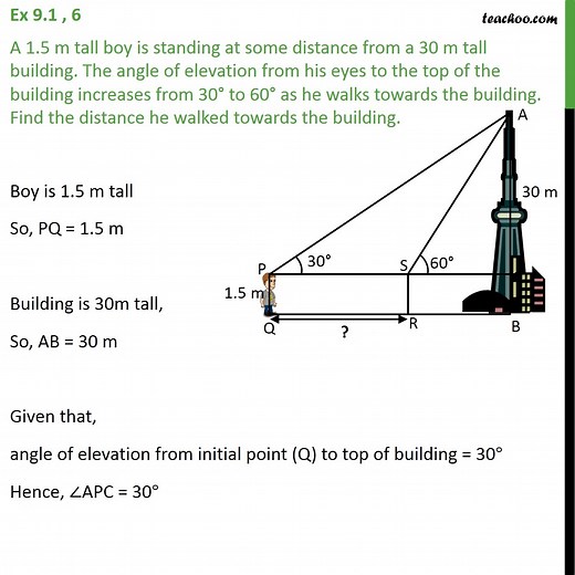 Ex 9.1, 6 - A 1.5 m tall boy is standing at some distance