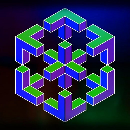 An isometric cube made out of 6 hexagonal Penrose triangles #MathArt #IsometricArt #GraphicDesign