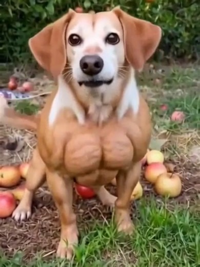 Apple Dog tries to become a bodybuilder but fails.. #dog #fyp #gym