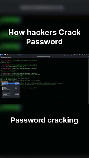DigitaLearn Solution on Instagram: "This reel shows how hackers attempt to crack passwords and how cybersecurity professionals use these techniques for security testing. Discover the process behind password attacks and learn how to secure your accounts. #cybersecuritytips #ethicalhackers #kalilinuxtutorial passwordsecurity cyberdefense informationsecurity techguide"