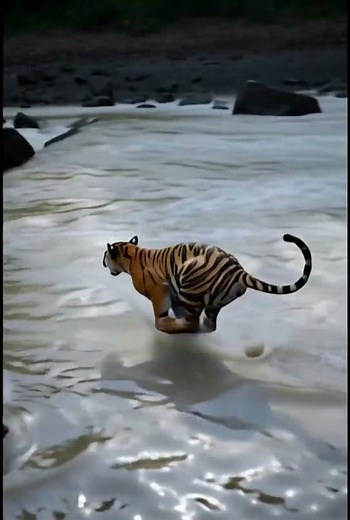 Powerful Tiger Running Fast Across River Epic Speed & Jumps #animalrescue #animals #wildliferescue