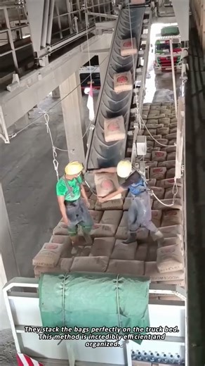 Incredible Speed and Teamwork Loading Cement Bags