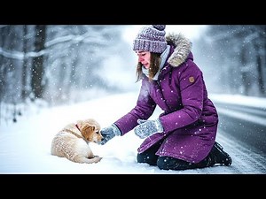 Kind Girl Rescues Helpless Puppy Frozen on Snowy Roadside | Heartwarming Animal Rescues