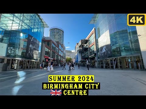 Birmingham City Centre Virtual Tour in 4k | Bull Ring, Grand Central Primark | UK Tour Guide