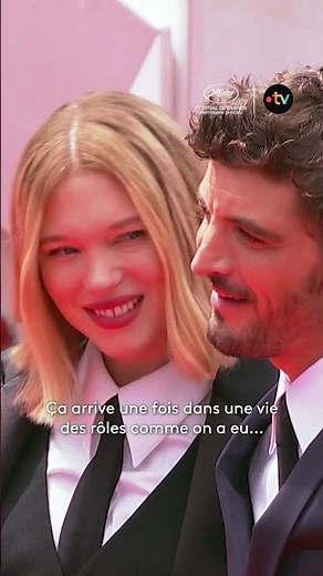 The joy of Niels Schneider and Léa Seydoux at filming "L'Inconnue" #cannes2026