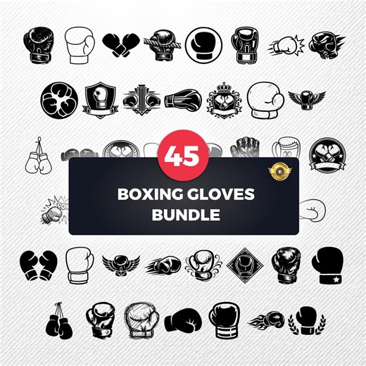 Boxing Gloves SVG Bundle | 45 Clipart PNG Eps Dxf PDF | Sport Silhouette Vector - Etsy