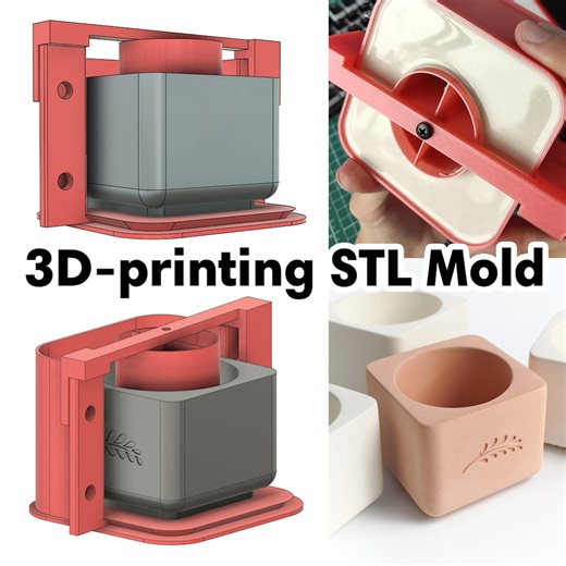 Planter Mold DIY: 3d-print Housing Frame for Silicone Mold — Concrete Candle Jar (not Square!) - Etsy