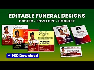 Download: Fully Editable Funeral Designs – Poster, Envelope & Booklet Templates