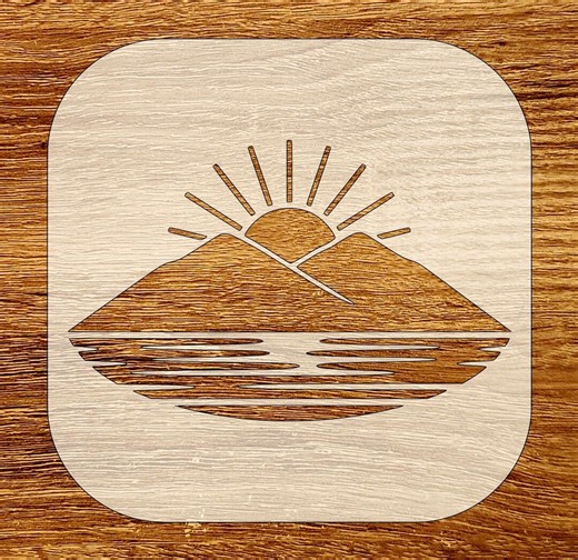 Mountain Sunrise Reflection Stencil, Digital Download, SVG, DXF, Stl, Png, Pdf Files - Etsy