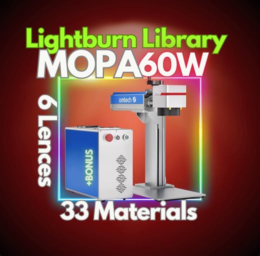 MOPA 60W Fiber Laser Lightburn Materials Library Settings–33 Materials–6 Lenses– BONUS Included! - Etsy