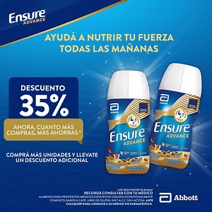 ¡Sentite cada día más fuerte! Aprovechá nuestros beneficios en Ensure® Advance líquido y en polvo | Ensure Latinoamérica