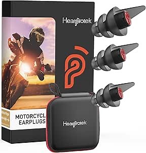 Hearprotek Motorcycle Ear Plugs, 3pairs Reusable earplugs for Wind Noise Reduction-Comfortable Ear Protection Under Helmet for motocycles,Motobike,Racing-Gifts for Motorcycle Lovers (24dB)