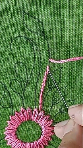 outline stitch hand embroidery basic back stitch tutorial for beginners #ytshorts