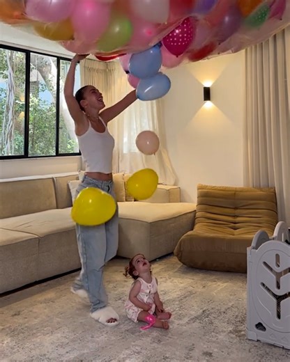 She did a balloon waterfall for her baby girl - and her reaction is too cute 🥹 🎈 | Tyla