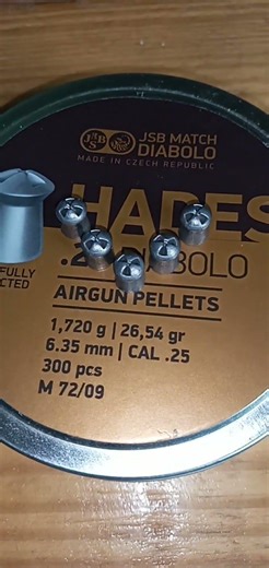 #chumbo #6.35 #jsb.25 #HADES 26.54 gr