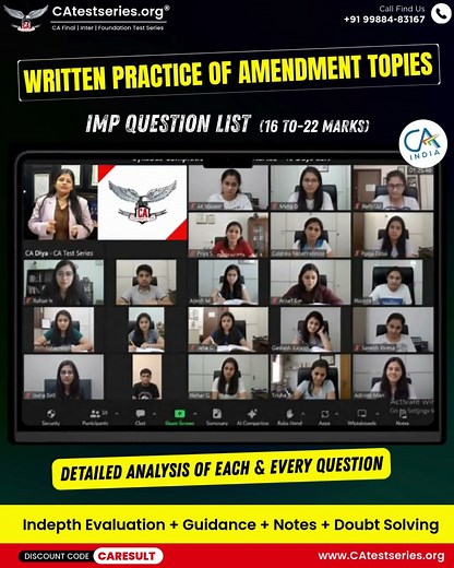 IMP Ques List - Written Practice of Amendment Topics (16 to 22 Marks) Covered - CAtestseries.org