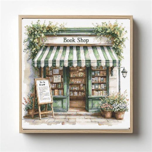 Summer Bookstore Cross Stitch Pattern: Books and Stitches (PDF) - Etsy